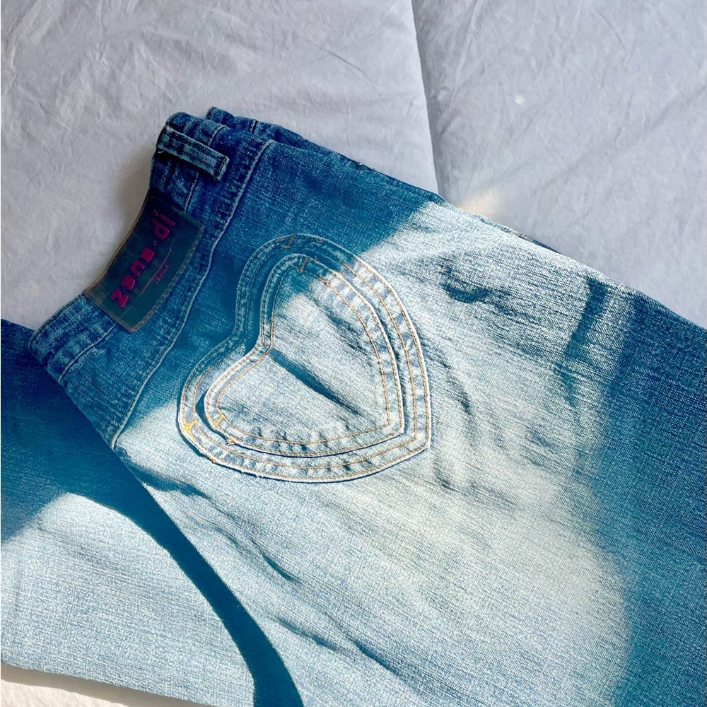 Zanadi Light Blue Boot Cut Jeans with Heart Back Pocket